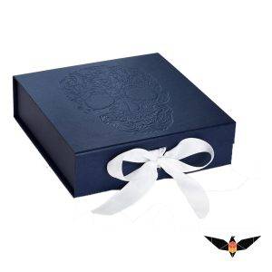 Navy Debossed Custom Printed Rigid Gift Boxe - Black Bird Packaging USA